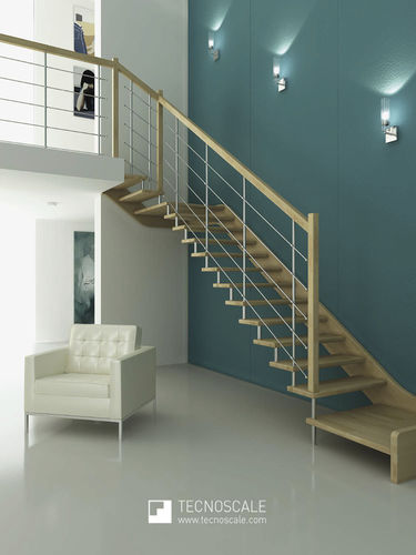 Halbgewendelte Treppe - ALIANTE NUEVA - TECNOSCALE - Holzstufen / mit Holzstruktur / modern