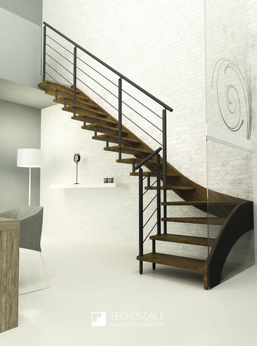 Gerade Treppe - ALIANTE PLANET - TECNOSCALE - viertelgewendelt / halbgewendelt / Holzstufen