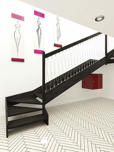 Gerade Treppe - DOMINA MOOD - TECNOSCALE - viertelgewendelt / halbgewendelt / Holzstufen