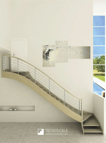 Gerade Treppe - DOMINA SLIDE - TECNOSCALE - viertelgewendelt / halbgewendelt / Holzstufen