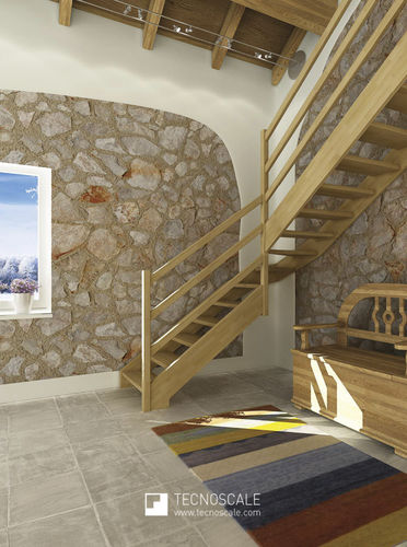 Gerade Treppe - DOMINA SPAZIO - TECNOSCALE - viertelgewendelt / halbgewendelt / Holzstufen