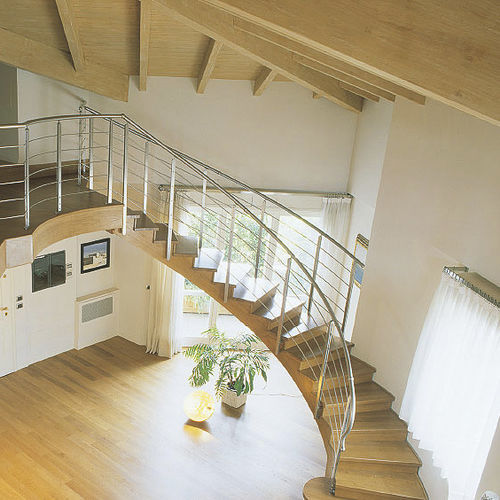 Spindeltreppe - HELICAL  - TECNOSCALE - rundgewendelt / Holzstufen / Metallstufen