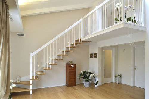 Gerade Treppe - ALIANTE EASY - TECNOSCALE - viertelgewendelt / halbgewendelt / Holzstufen