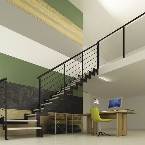 Gerade Treppe - PLANA POP - TECNOSCALE - viertelgewendelt / halbgewendelt / mit Stufen aus Eiche