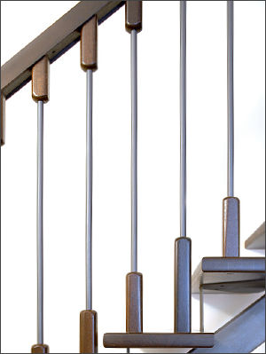 Metallgeländer - COMPOSIT - TECNOSCALE - Holz / mit Stangen / für den Innenraum