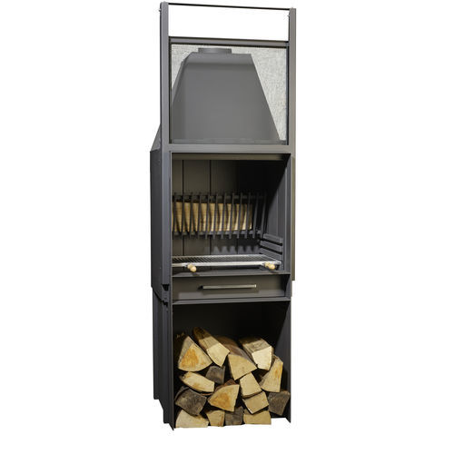 Holz-Gartengrill - JIDÉ - wandmontiert / Einbau / Stahl