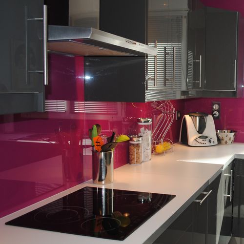Floatglasscheibe - LACOBEL FUCHSIA - Macocco - undurchsichtig / lackiert / für Innenausbau