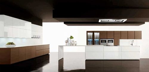 Moderne Küche - GLASs - Zampieri Cucine - Holzfurnier / ohne Griff / lackiert