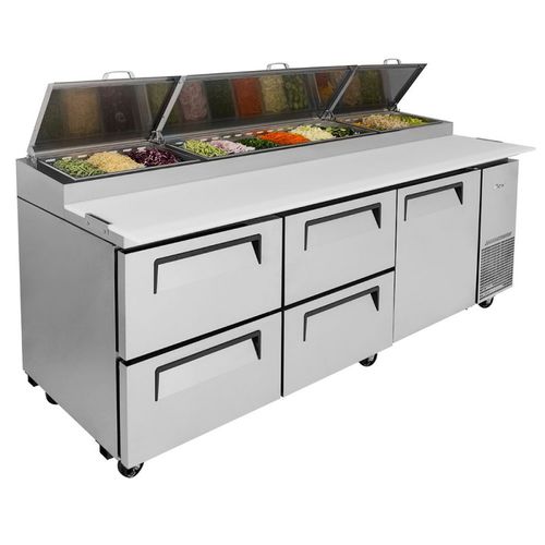 Zubereitungstisch für Pizza - TPR-93SD-D4-N - Turbo Air - Edelstahl / gekühlt / mobil