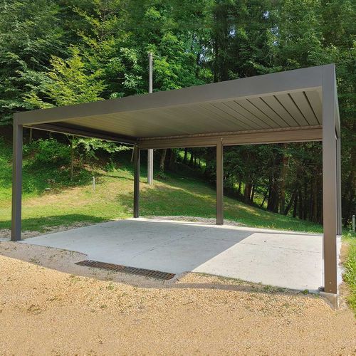 Selbsttragende Pergola - TAO DESIGN - Metall / mit Sonnenschutzlamellen / Sonnenschutz