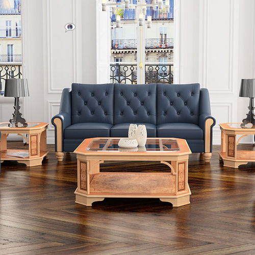 Klassisches Sofa - CAPITONÉ - Ofifran - Leder / blau / Contract