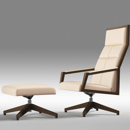 Moderner Besuchersessel - SQUARE XL - Ofifran - Leder / Stoff / Holz