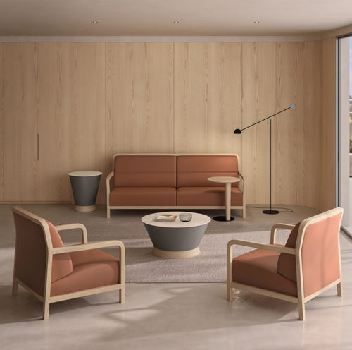 Modernes Sofa - ILIUS - Ofifran - Stoff / Leder / Holz