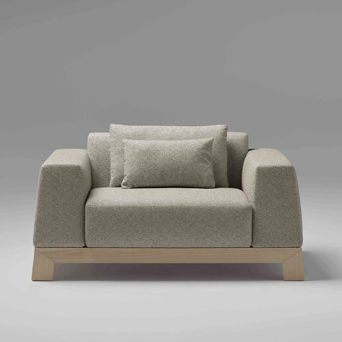 Moderner Sessel - SENTA - Ofifran - Stoff / Holz / mit integriertem Tisch