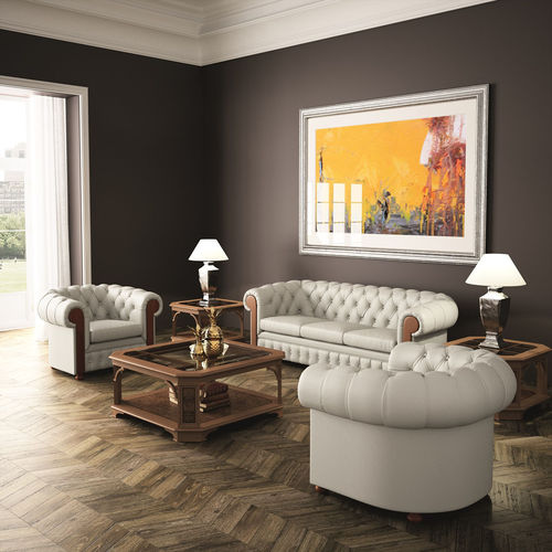 Chesterfield-Sofa - Ofifran - Leder / weiß / grün