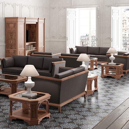 Modernes Sofa - BORDÓN - Ofifran - Stoff / Leder / braun