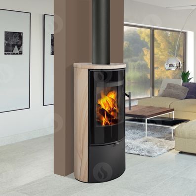 Holz-Kaminofen - LAREDO - ROMOTOP - modern / Edelstahl / Keramik