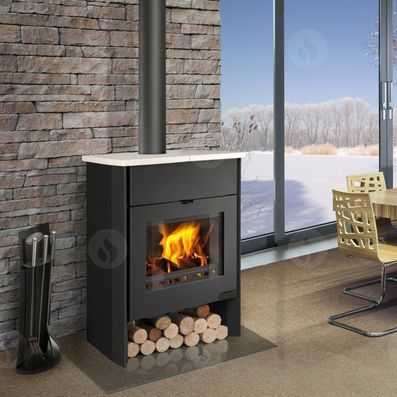 Holz-Kaminofen - RIANO W - ROMOTOP - modern / Stein / Keramik
