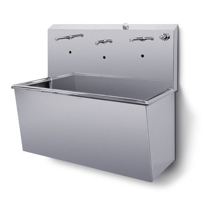 Bodenstehendes Waschbecken - SANIKIT - DMP Electronics - Edelstahl / rechteckig / modern