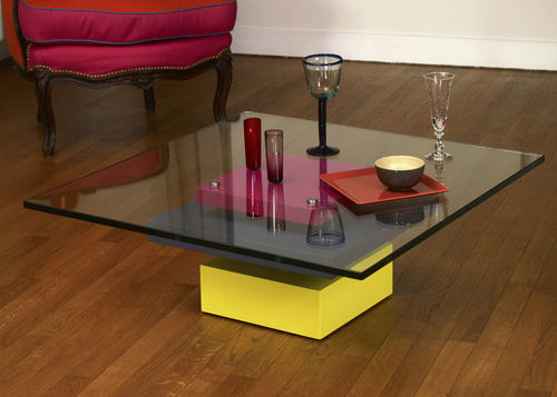 Moderner Couchtisch - PIED-G - Les Pieds sur la Table ® - Glas / quadratisch / maßgefertigt