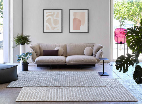 Moderner Teppich - Chaddar - GAN RUGS - Streifenmuster / einfarbig / Wolle