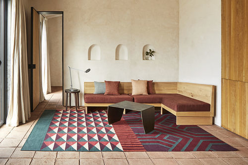 Moderner Teppich - NDEBELE - GAN RUGS - mit geometrischen Motiven / Wolle / rechteckig