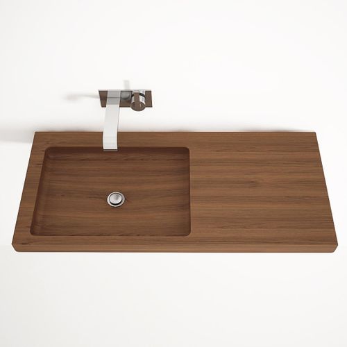 Wand-Waschbecken - EL01 - Karpenter - Holz / mit verstellbarem Spiegel / rechteckig