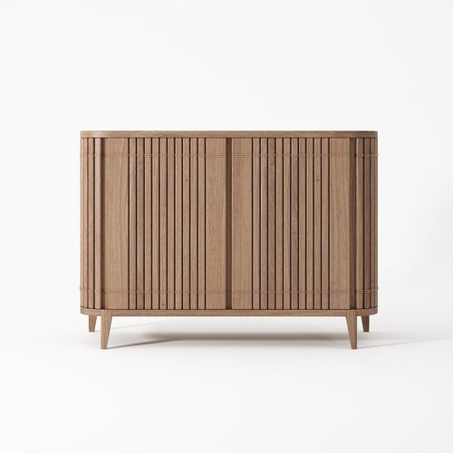 Modernes Sideboard - KP01 - Karpenter - Teakholz / Weißeiche / mit Schwingtür