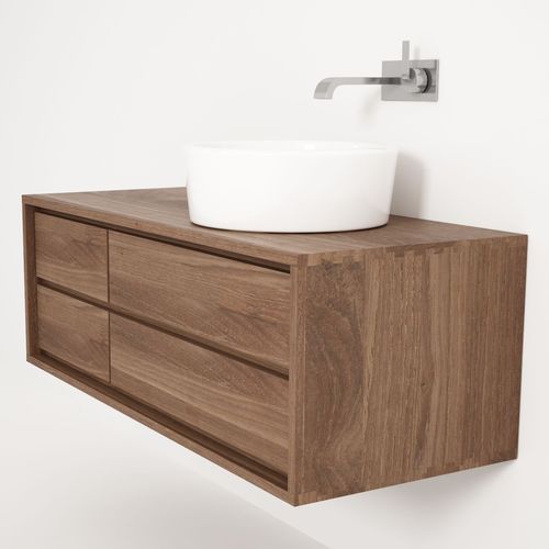 Wandhängender Waschtisch-Unterschrank - PA04-TN - Karpenter - Teakholz / modern / ohne Tür