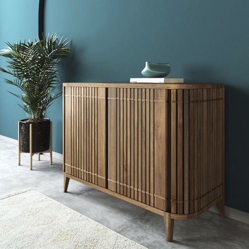 Modernes Sideboard - KOPPAR - Karpenter - Teakholz / Natureiche / mit Schwingtür