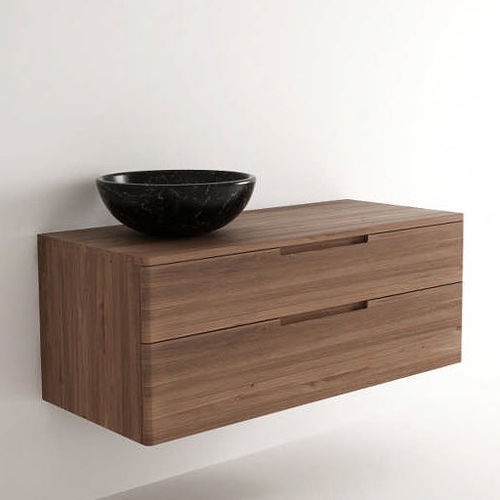 Wandhängender Waschtisch-Unterschrank - BK01 - Karpenter - Teakholz / modern / ohne Tür