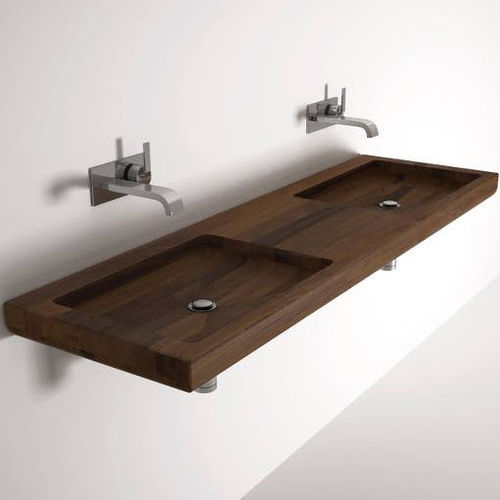 Wand-Waschbecken - NI01 - Karpenter - Holz / mit verstellbarem Spiegel / doppelt