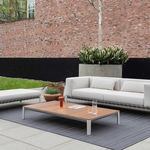 Moderner Couchtisch - ABLE - BENSEN - Holz / Marmor / Gestell aus Aluminiumguss