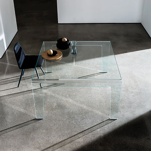 Moderner Esstisch - FROG  - Sovet Italia - lackiertes Glas / gewölbtes Glas / gewölbtes Gestell