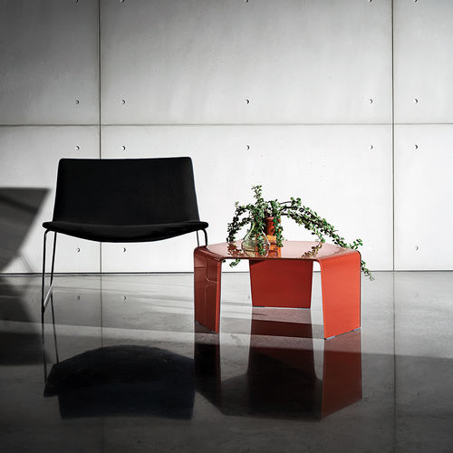 Moderner Couchtisch - 3 - Sovet Italia - Rauchglas / gewölbtes Glas / gewölbtes Gestell