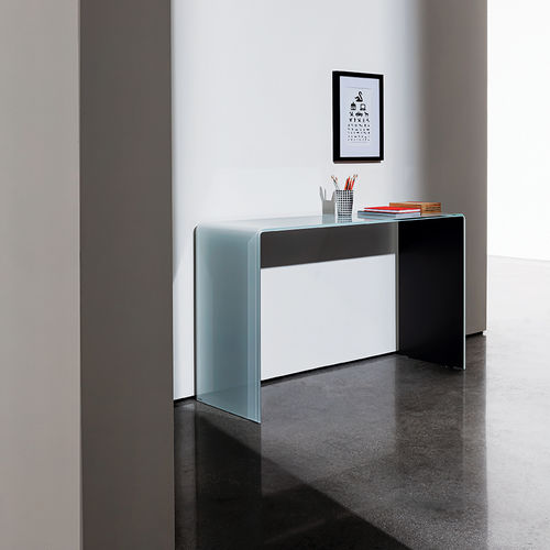 Moderner Konsolentisch - HALL BRIDGE - Sovet Italia - lackiertes Glas / Rauchglas / gewölbtes Glas