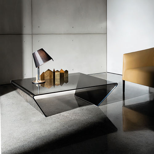 Moderner Couchtisch - RUBINO - Sovet Italia - Rauchglas / lackiertes Glas / gewölbtes Glas