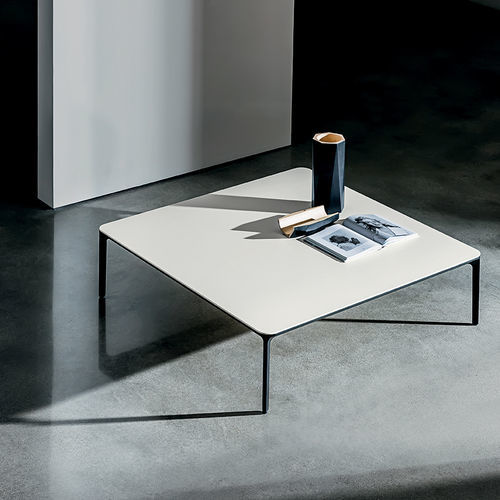 Moderner Couchtisch - SLIM - Sovet Italia - lackiertes Glas / Milchglas / Eiche