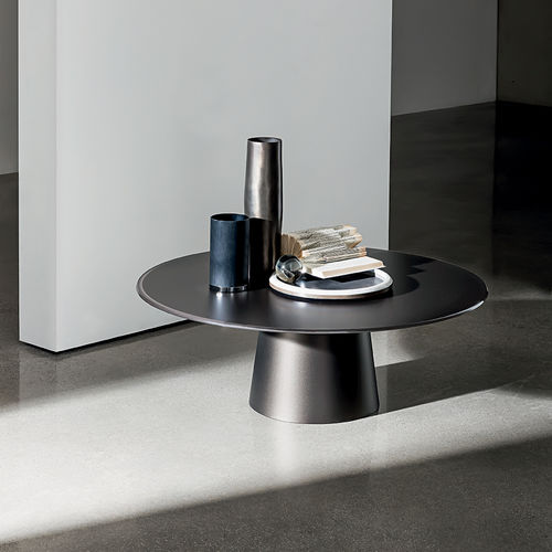 Moderner Couchtisch - TOTEM - Sovet Italia - lackiertes Glas / Milchglas / Eiche