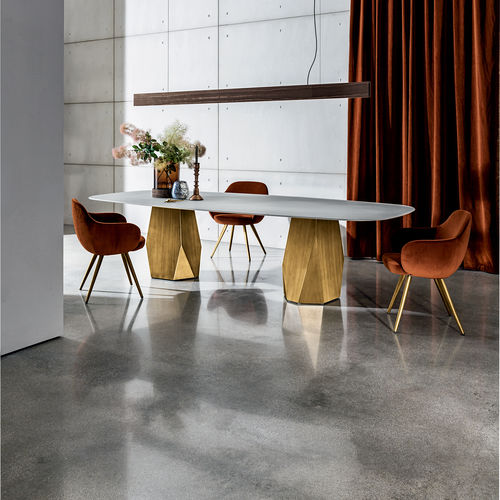 Moderner Esstisch - DEOD TWO BASES - Sovet Italia - Holz / Hartglas / Rauchglas
