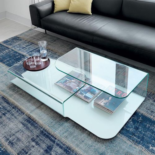 Moderner Couchtisch - HUG - Sovet Italia - Glas / Gestell aus Glas / rechteckig