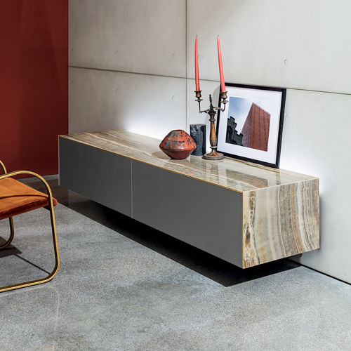 Wandmontiertes Sideboard - MAGDA - Sovet Italia - modern / Metall / Glas