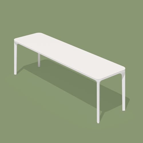 Bank / minimalistisches Design - SLIM - Sovet Italia - Teakholz / Iroko / lackiertes Aluminium