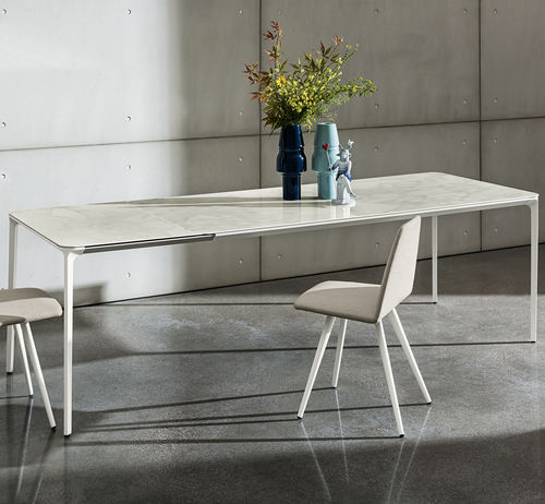 Moderner Esstisch - SLIM - Sovet Italia - Holz / Hartglas / lackiertes Glas