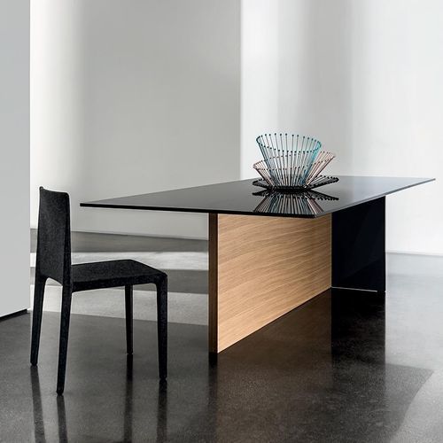 Moderner Esstisch - REGOLO  - Sovet Italia - Glas / Gestell aus Eiche / Gestell aus Nussbaum