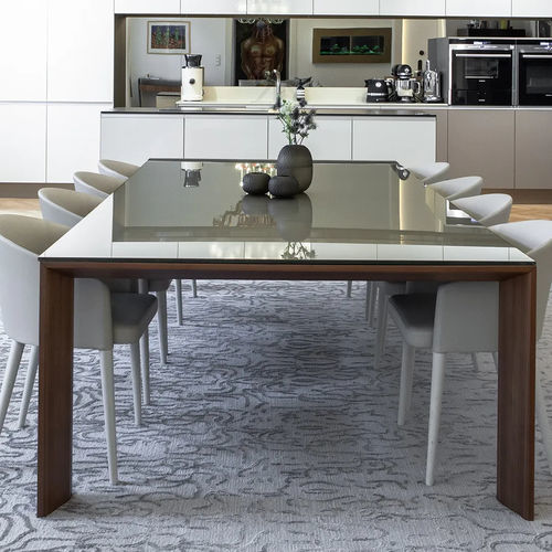 Moderner Esstisch - TORONTO - Sovet Italia - lackiertes Glas / Milchglas / Keramik