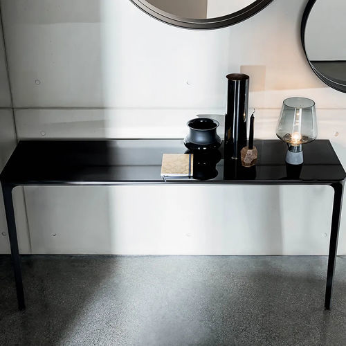 Moderner Konsolentisch - SLIM - Sovet Italia - lackiertes Glas / Milchglas / Keramik