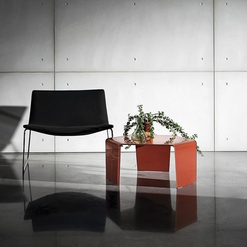 Moderner Beistelltisch - 3 - Sovet Italia - lackiertes Glas / Gestell aus lackiertem Glas / sechseckig