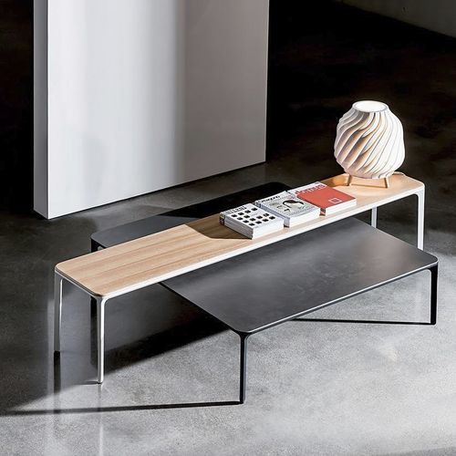 Couchtisch / minimalistisches Design - SLIM - Sovet Italia - Teakholz / Iroko / Keramik
