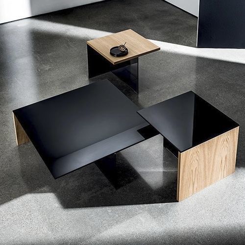 Moderner Couchtisch - REGOLO  - Sovet Italia - lackiertes Glas / Eiche / Nussbaum